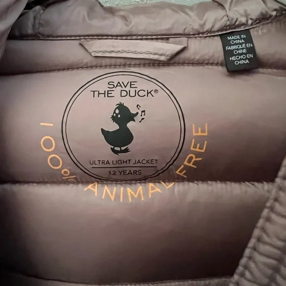 SAVE THE DUCK GIRLS' ANIMAL FREE PUFFER JACKET BIBI IN MISTY ROSE Size 12